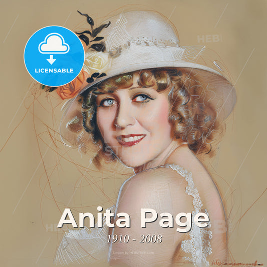 Anita Page, 1910 - 2008, American actress - A Woman Wearing A Hat Print Template