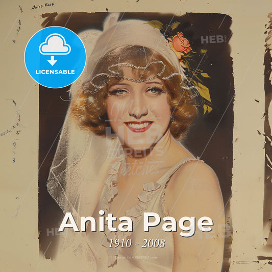 Anita Page, 1910 - 2008, American actress - A Woman In A Veil And A White Dress Print Template