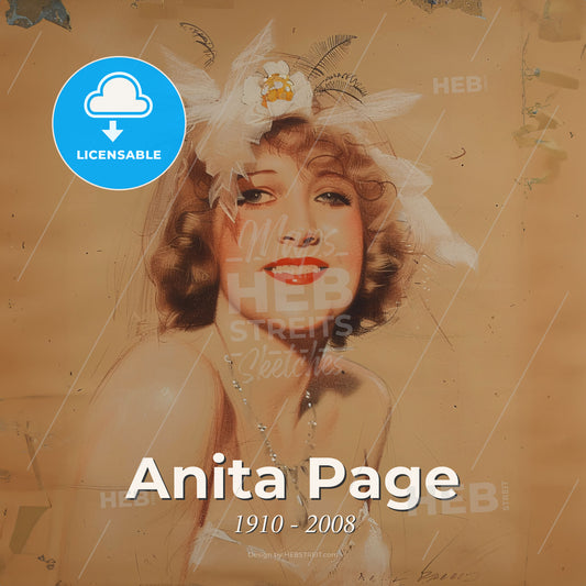 Anita Page, 1910 - 2008, American actress - A Woman Wearing A Hat And A Flower In Her Hair Print Template