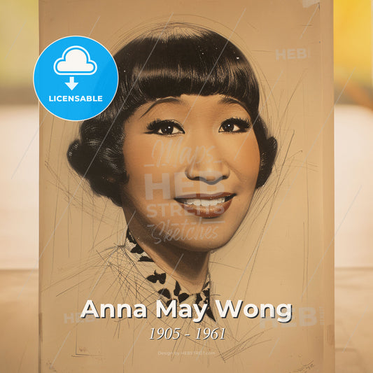 Anna May Wong, 1905 - 1961, American actress - A Portrait Of A Woman Print Template