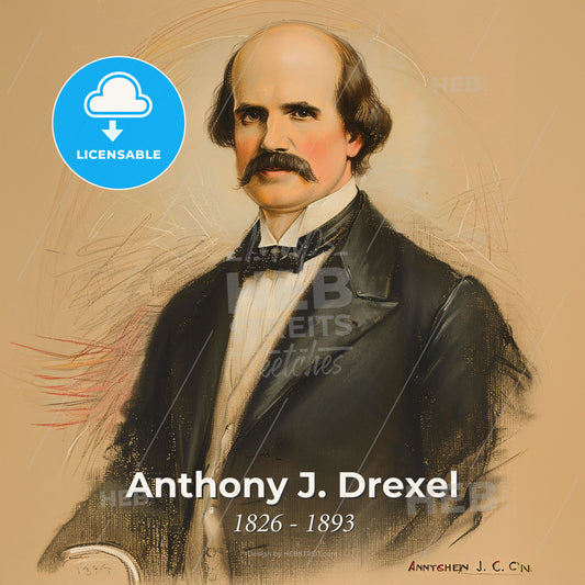 Anthony J. Drexel, 1826 - 1893, American banker - A Man In A Suit Print Template