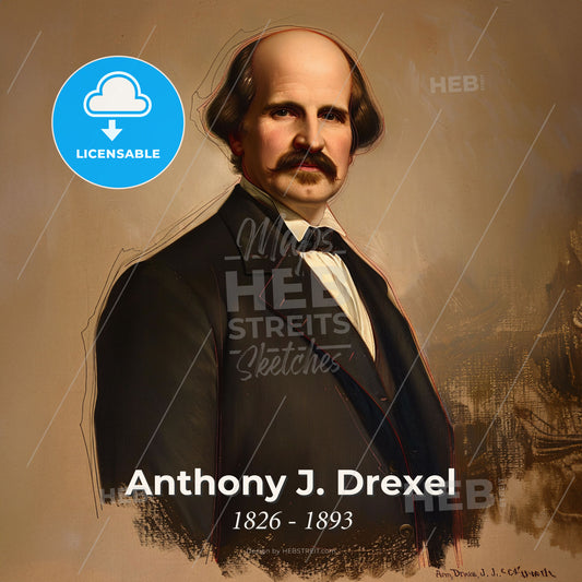 Anthony J. Drexel, 1826 - 1893, American banker - A Painting Of A Man In A Suit Print Template