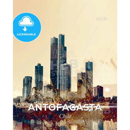 Antofagasta Silhouette Night Sparkle Tapestry - A city skyline with tall buildings - Square format print template