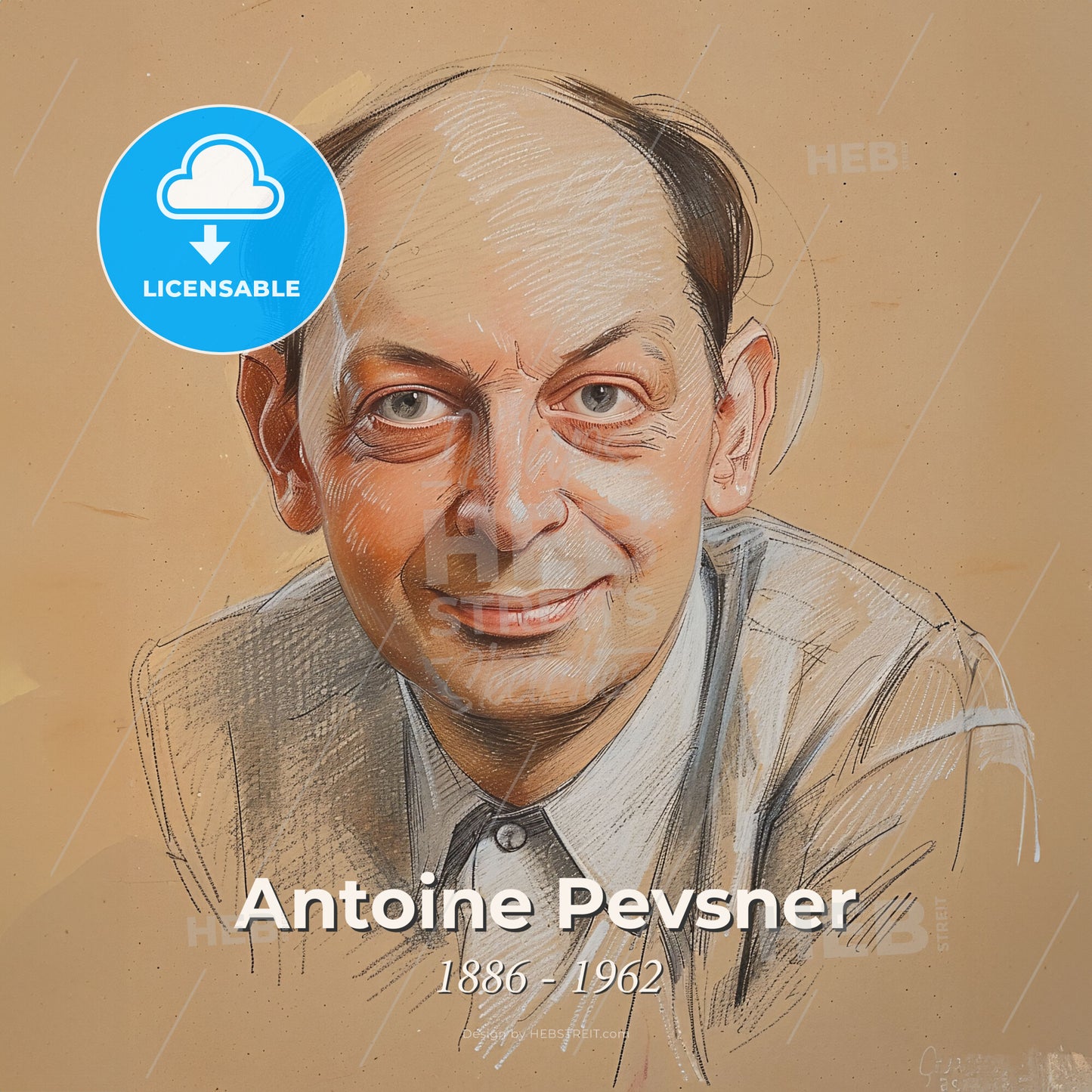 Antoine Pevsner, 1886 - 1962, Russian-French sculptor and navigator - A Drawing Of A Man Print Template