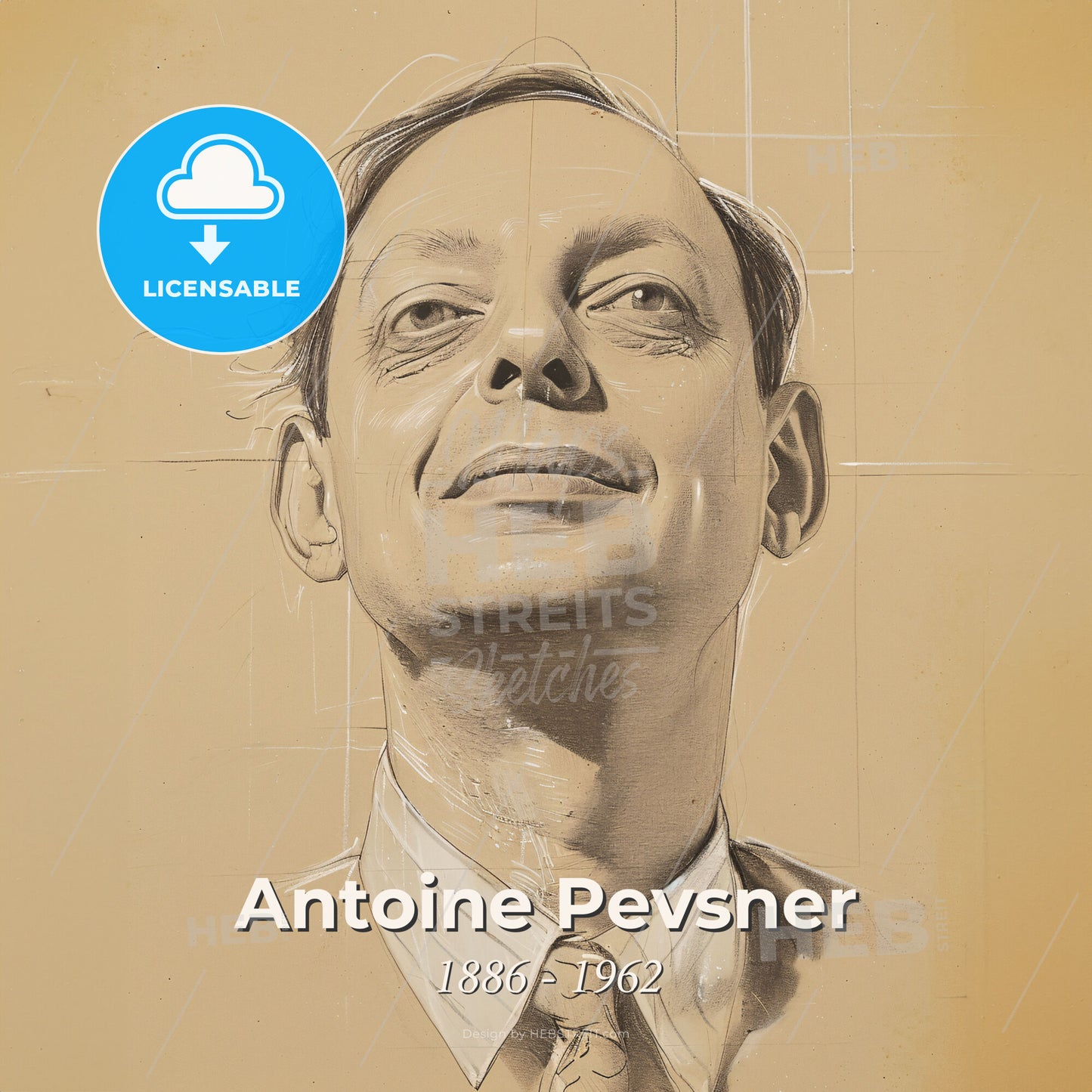 Antoine Pevsner, 1886 - 1962, Russian-French sculptor and navigator - A Drawing Of A Man Print Template