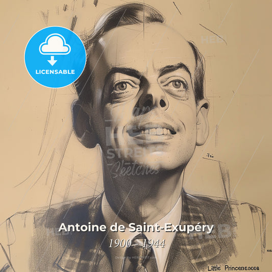 Antoine de Saint-Exupéry, 1900 - 1944, French writer and aviator - A Drawing Of A Man Print Template