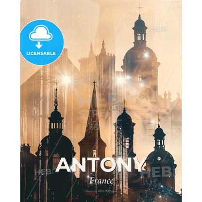 Antony Skyline Silhouette Poster - A silhouette of a building - Square format print template