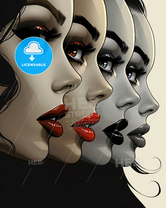 Beige Canvas Face Details Coloring Page - A woman's face in different colors