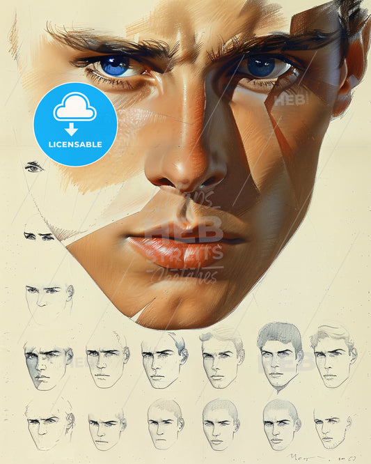 Monotone Movie Stars Poster - Beige - A close up of a man's face