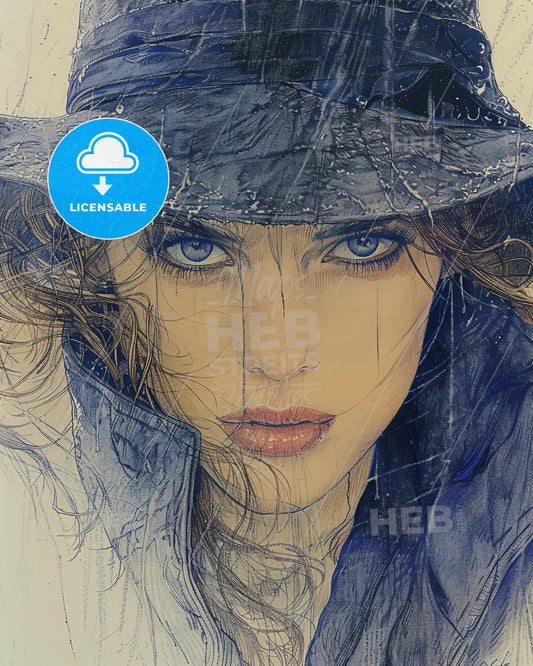 Monotone Film and TV Character Sketches - A woman wearing a hat