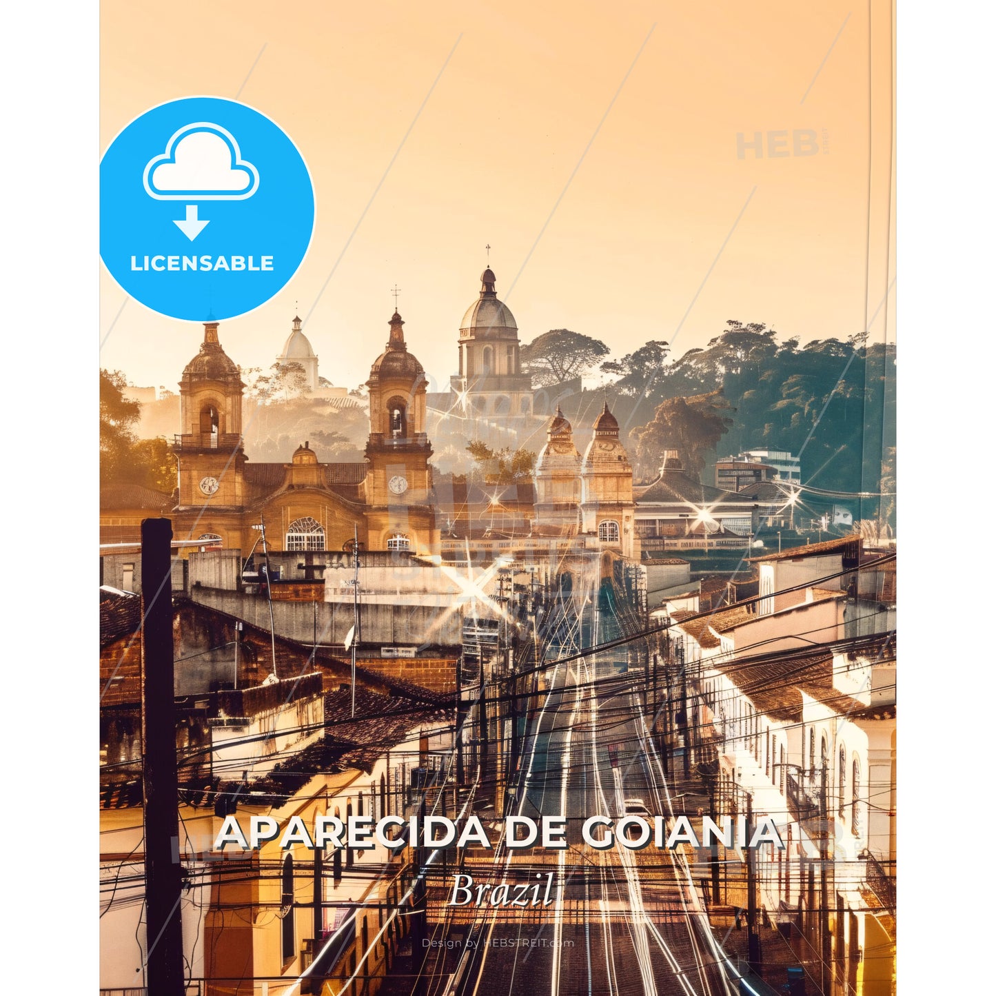 Aparecida de Goiania Cityscape Poster Art - A city with buildings and trees - Square format print template