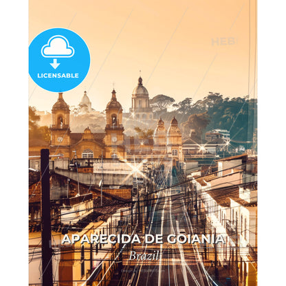 Aparecida de Goiania Cityscape Poster Art - A city with buildings and trees - Square format print template