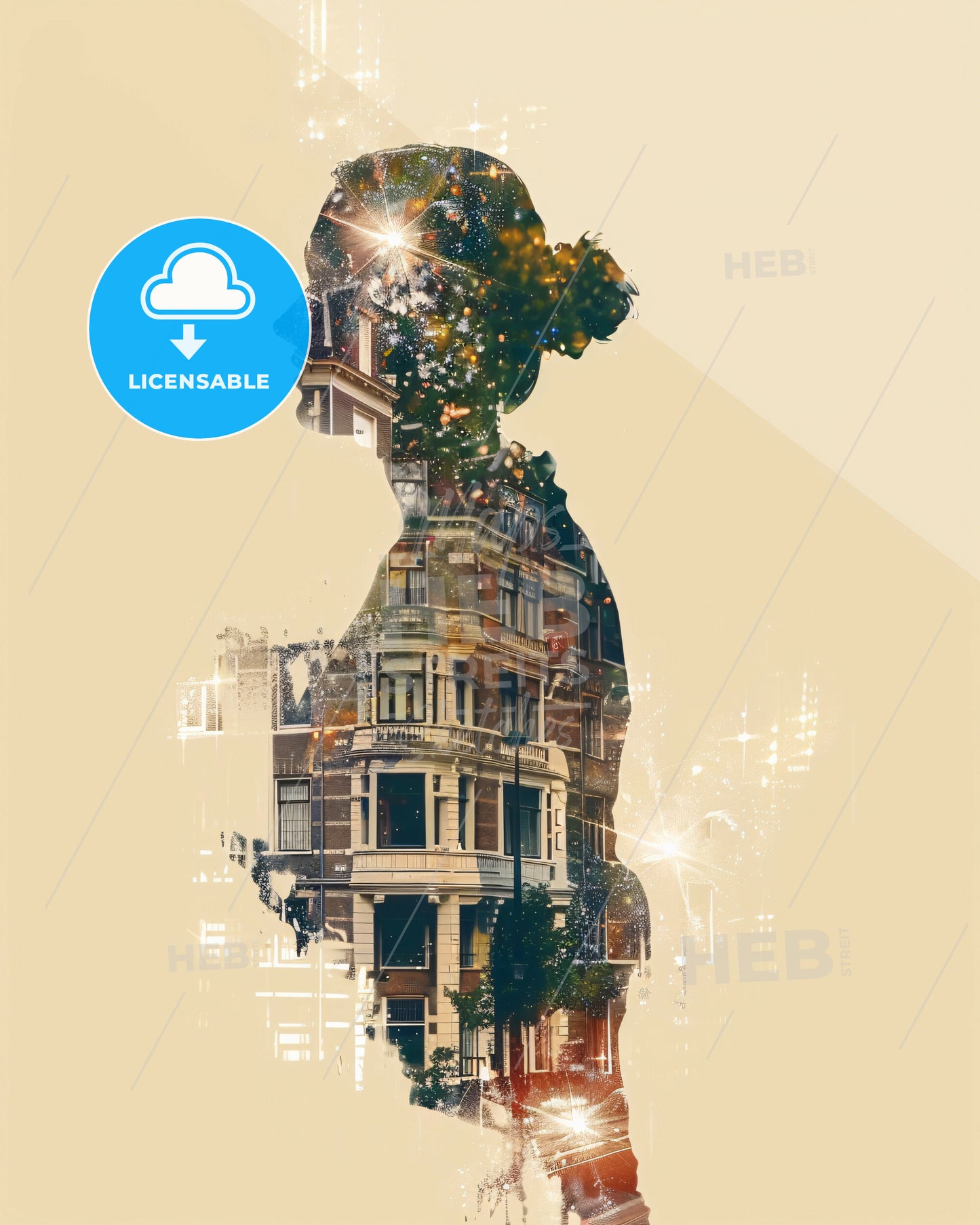 Apeldoorn Skyline City Lights Poster Art - A double exposure of a woman's face