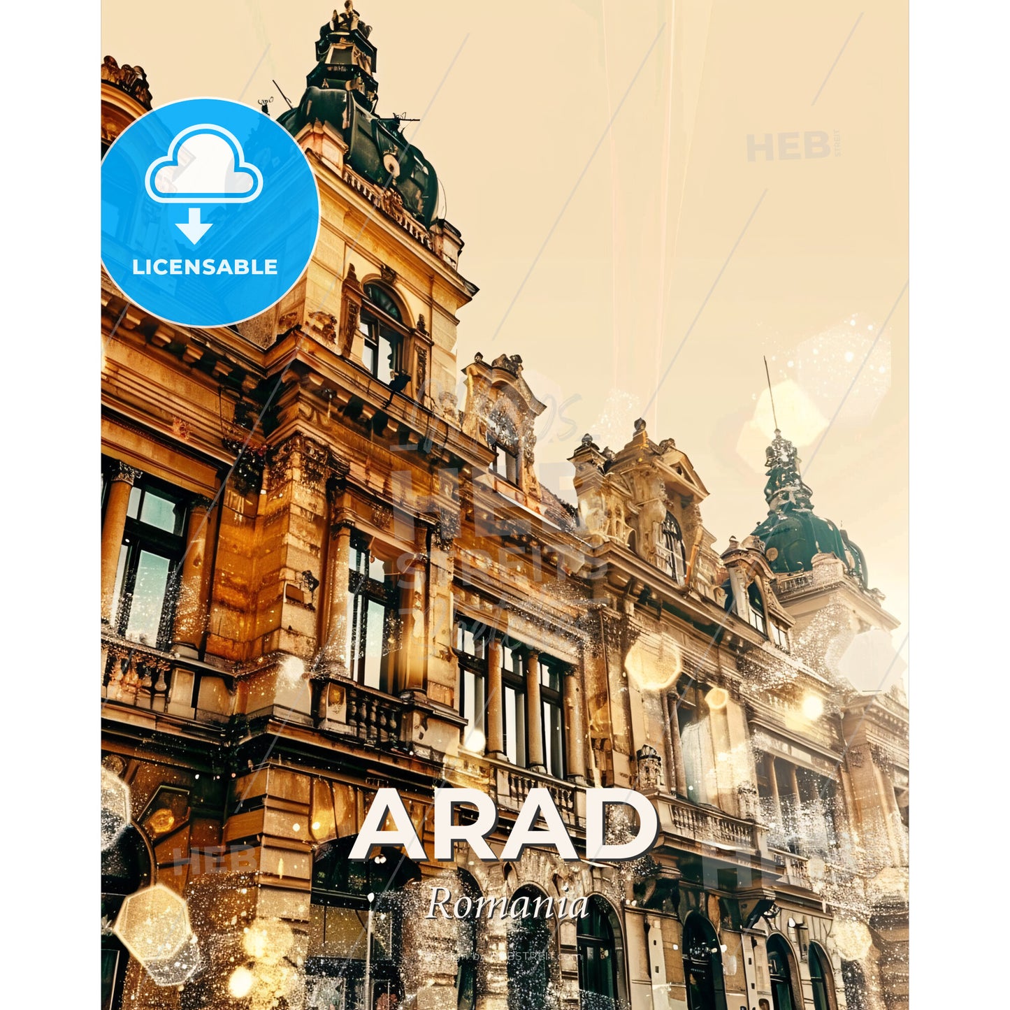 Arad Cityscape Composite Art Poster - A building with many windows - Square format print template