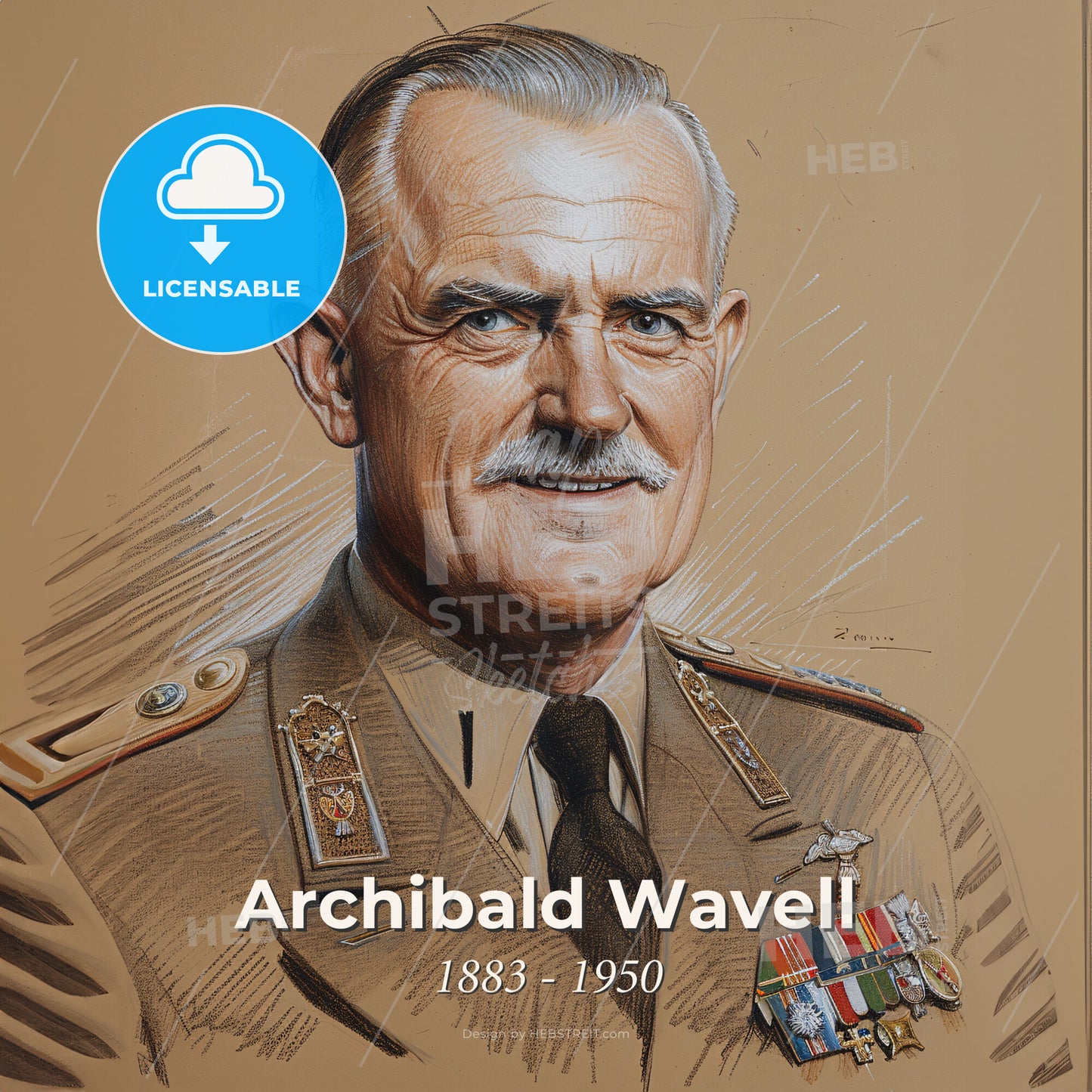 Archibald Wavell, 1883 - 1950, British Field Marshal - A Portrait Of A Man In Military Uniform Print Template