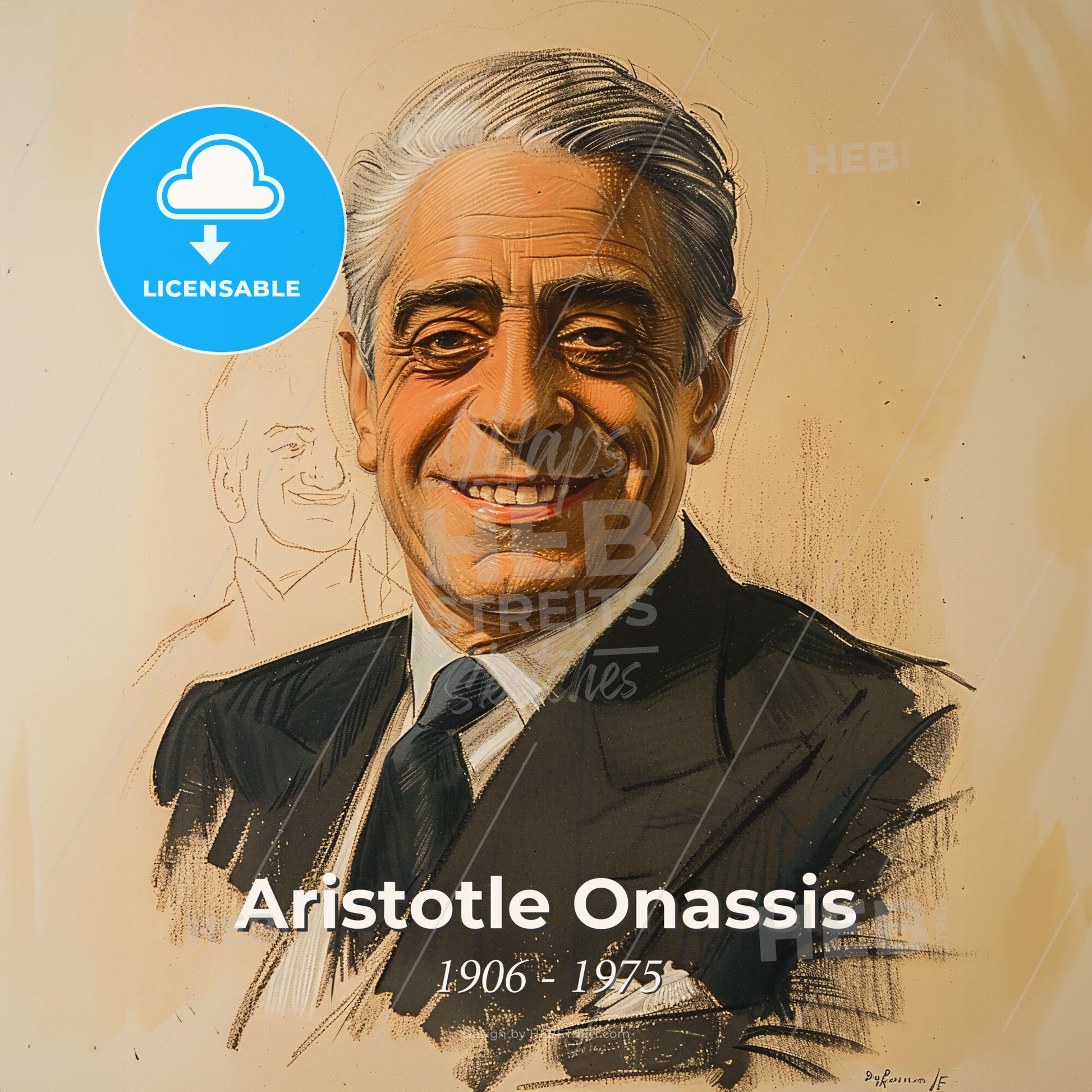Aristotle Onassis, 1906 - 1975, Greek shipping magnate - A Man In A Suit And Tie Print Template