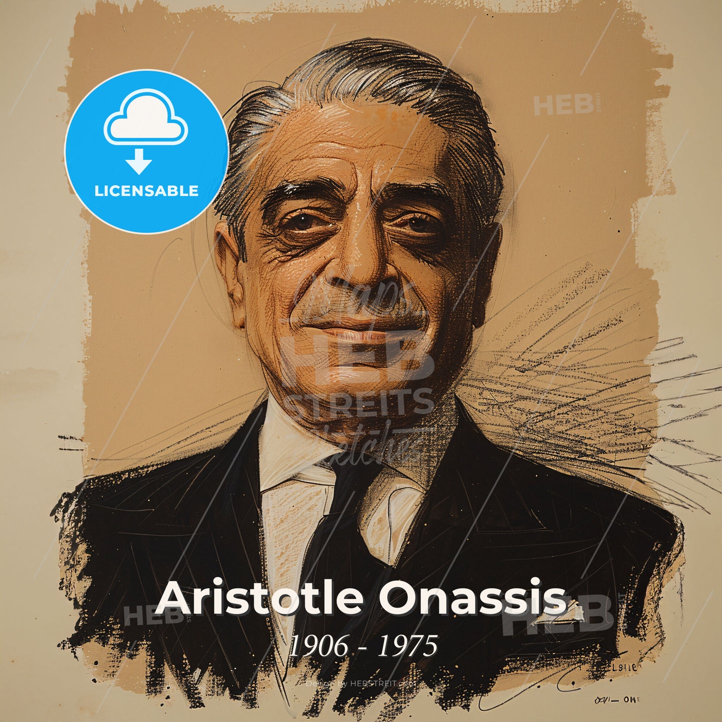 Aristotle Onassis, 1906 - 1975, Greek shipping magnate - A Man In A Suit And Tie Print Template
