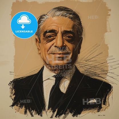 Aristotle Onassis, 1906 - 1975, Greek shipping magnate - A Man In A Suit And Tie