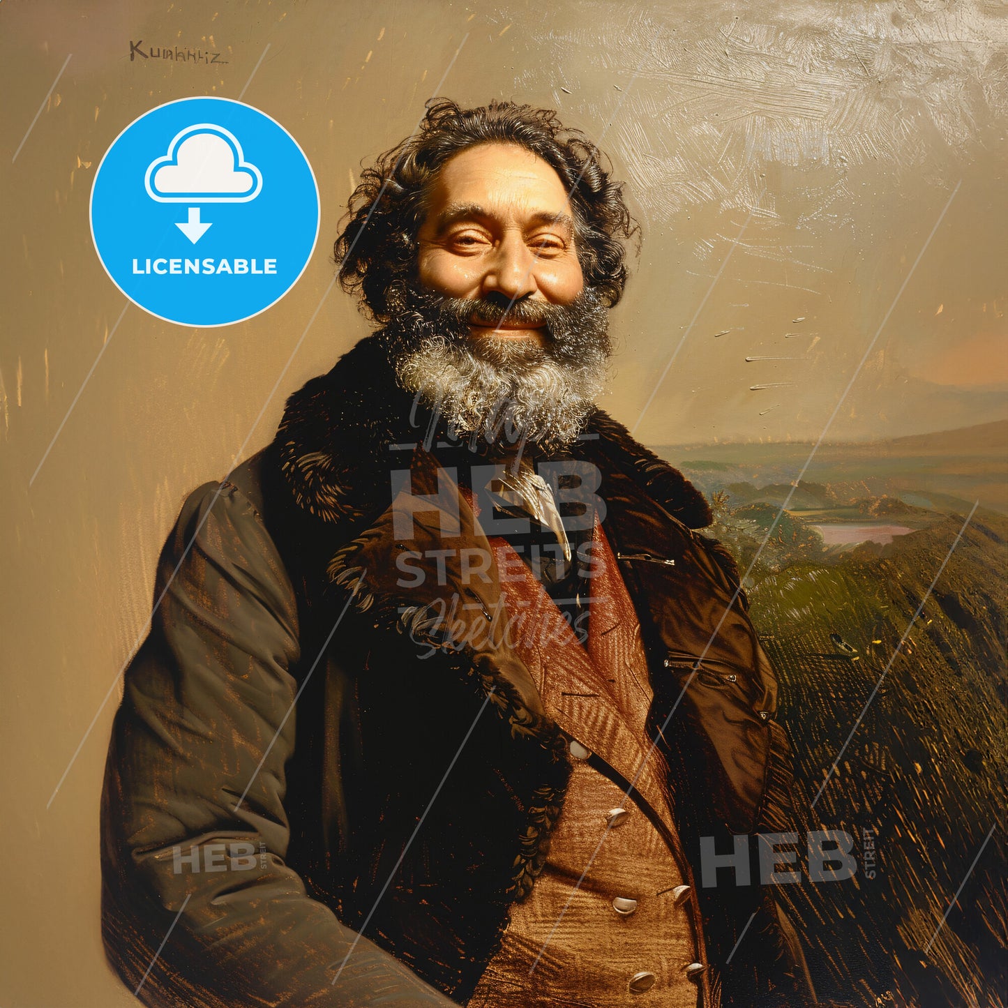 Arkhip Kuindzhi, 1842 - 1910, Russian landscape painter - A Man With A Beard Smiling