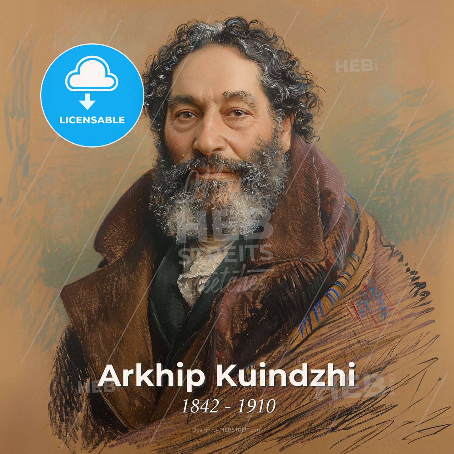 Arkhip Kuindzhi, 1842 - 1910, Russian landscape painter - A Man With A Beard Print Template