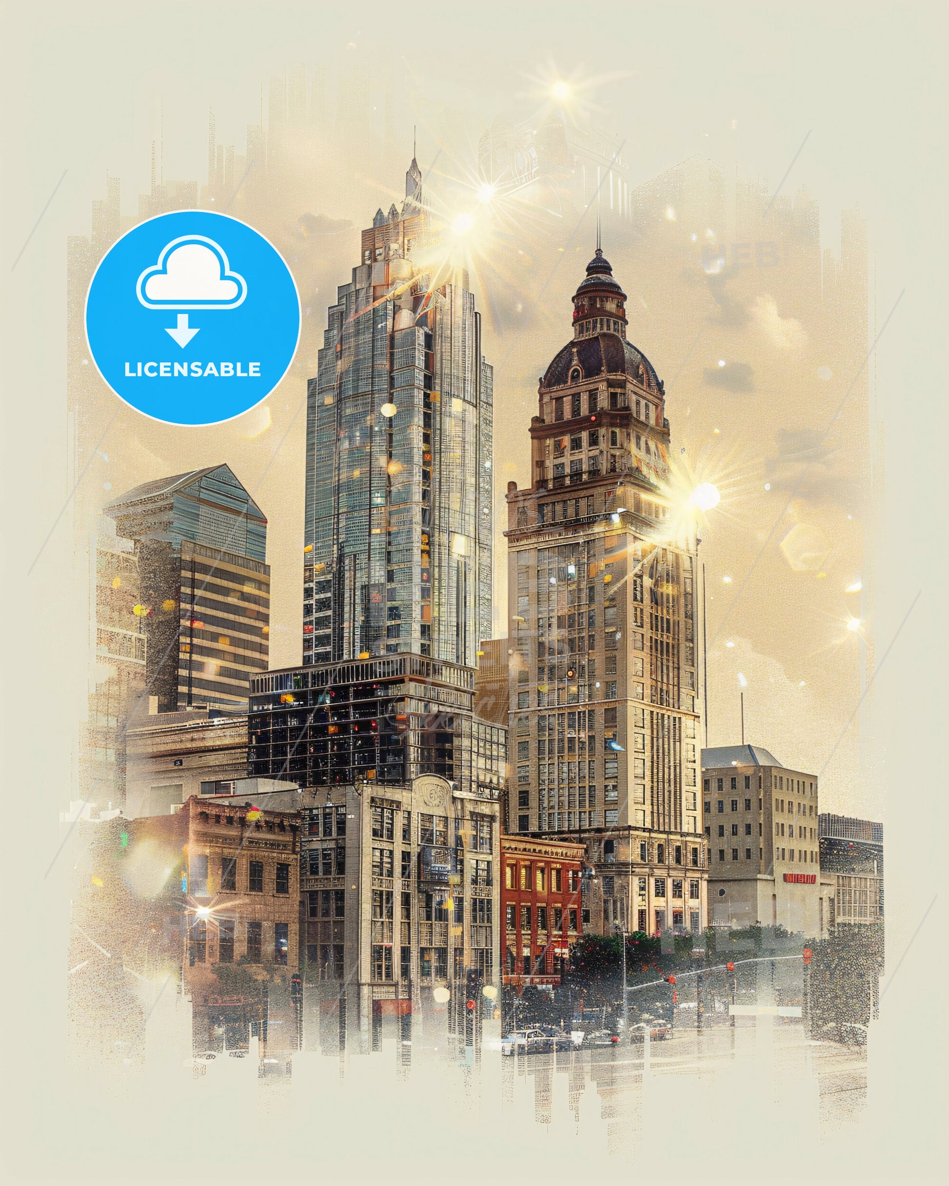 Arlington Skyline: City Lights, Sparkling Charm - A city skyline with many tall buildings