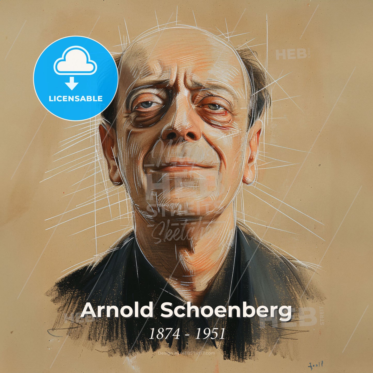 Arnold Schoenberg, 1874 - 1951, Austrian composer - A Drawing Of A Man Print Template