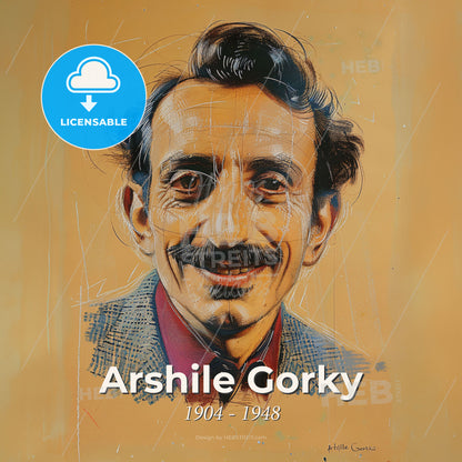 Arshile Gorky, 1904 - 1948, Armenian-American painter - A Man With Mustache And Beard Print Template