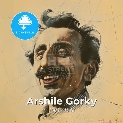 Arshile Gorky, 1904 - 1948, Armenian-American painter - A Man With A Mustache Smiling Print Template