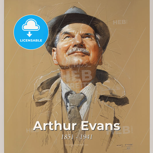 Arthur Evans, 1851 - 1941, British archaeologist - A Drawing Of A Man In A Hat Print Template