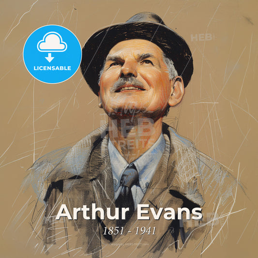 Arthur Evans, 1851 - 1941, British archaeologist - A Drawing Of A Man In A Hat Print Template