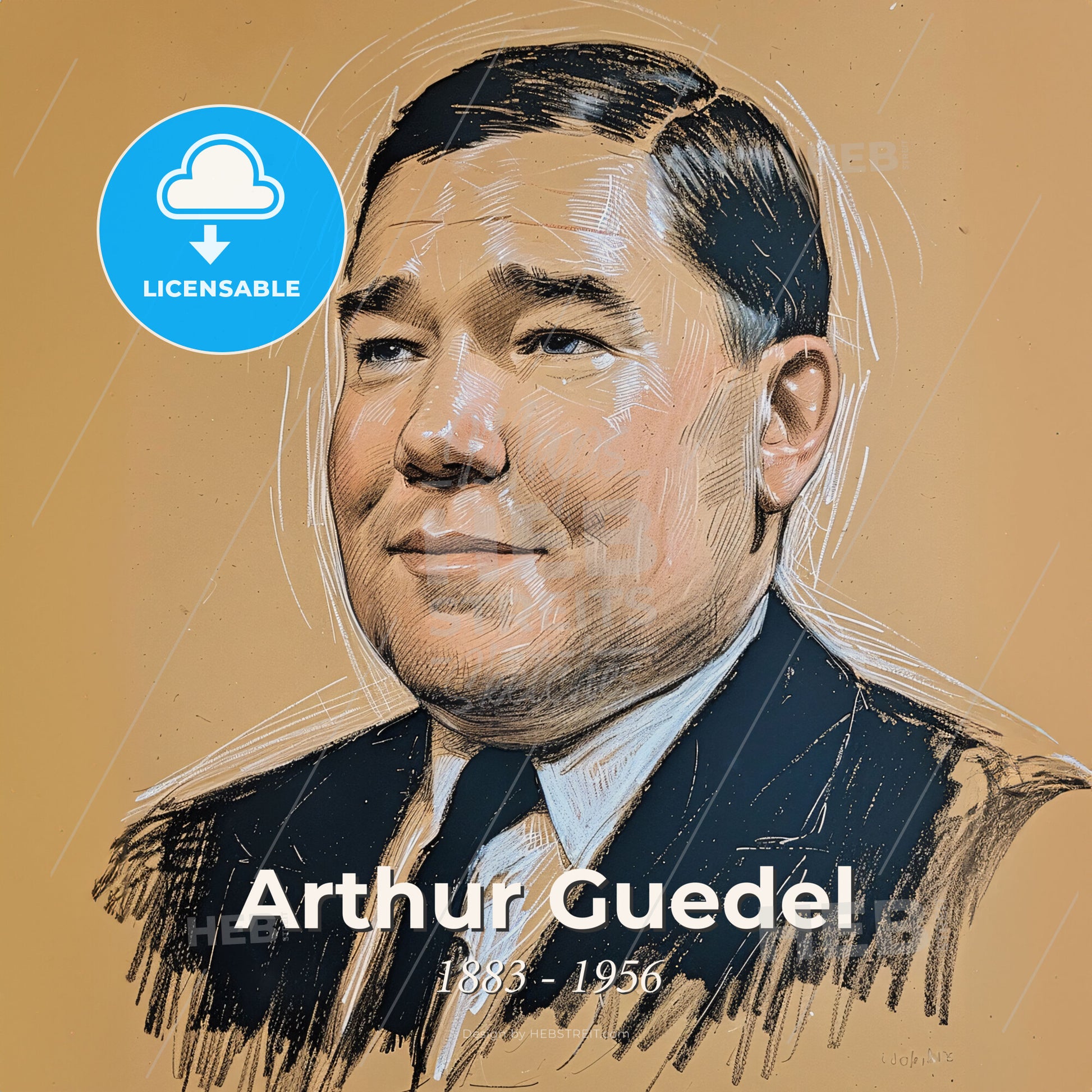 Arthur Guedel, 1883 - 1956, American anesthesiologist - A Drawing Of A Man Print Template