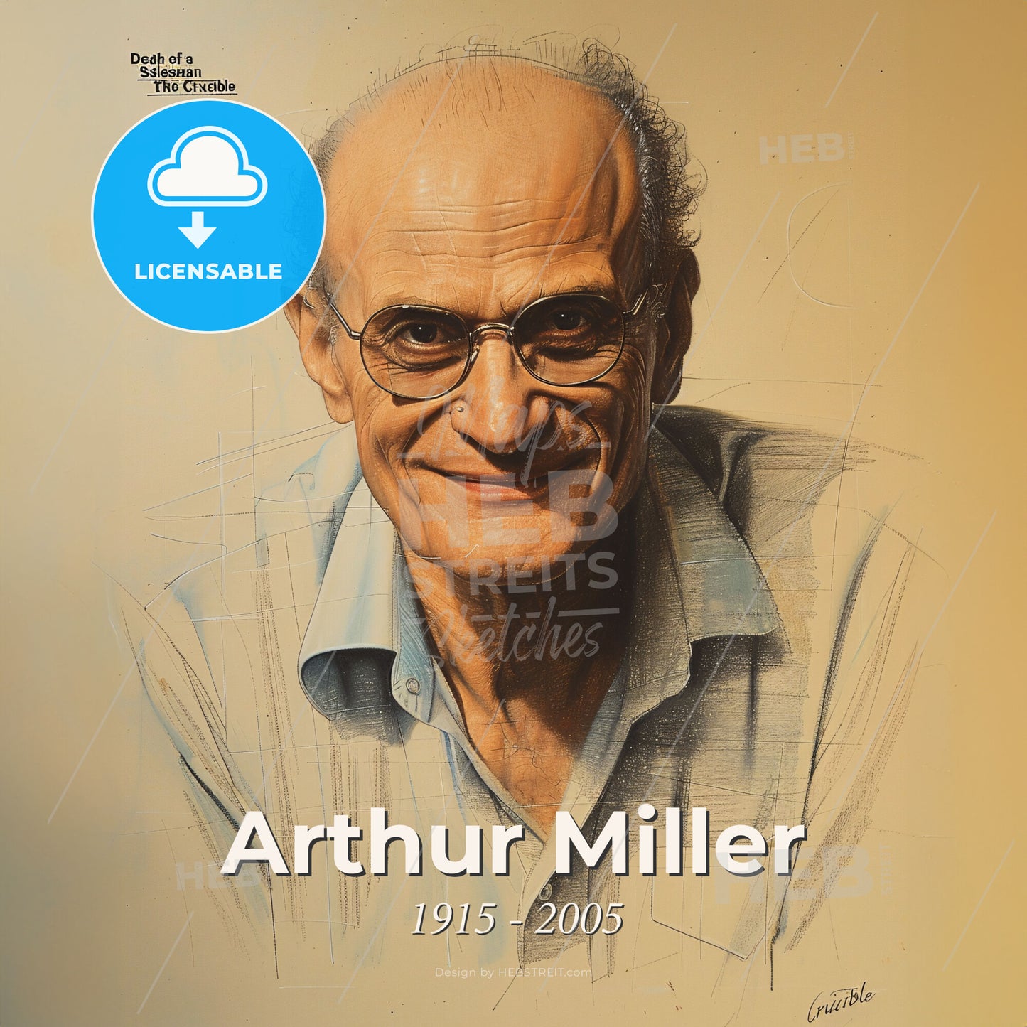 Arthur Miller, 1915 - 2005, American playwright - A Man With Glasses Smiling Print Template