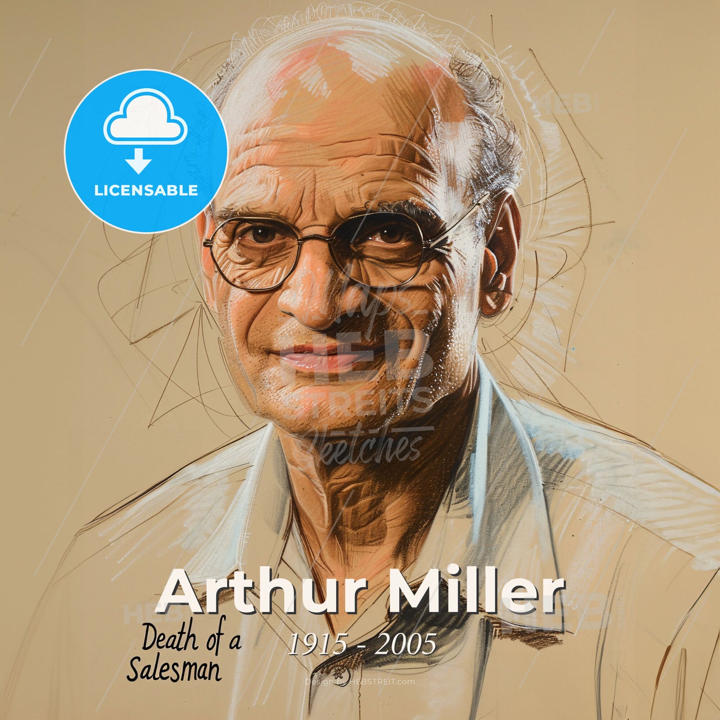 Arthur Miller, 1915 - 2005, American playwright - A Man With Glasses And A White Shirt Print Template
