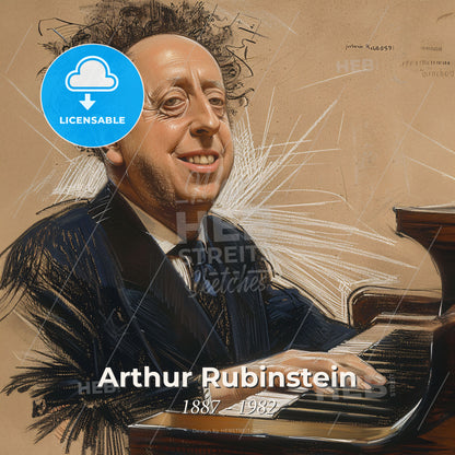 Arthur Rubinstein, 1887 - 1982, Polish-American pianist - A Man Playing A Piano Print Template