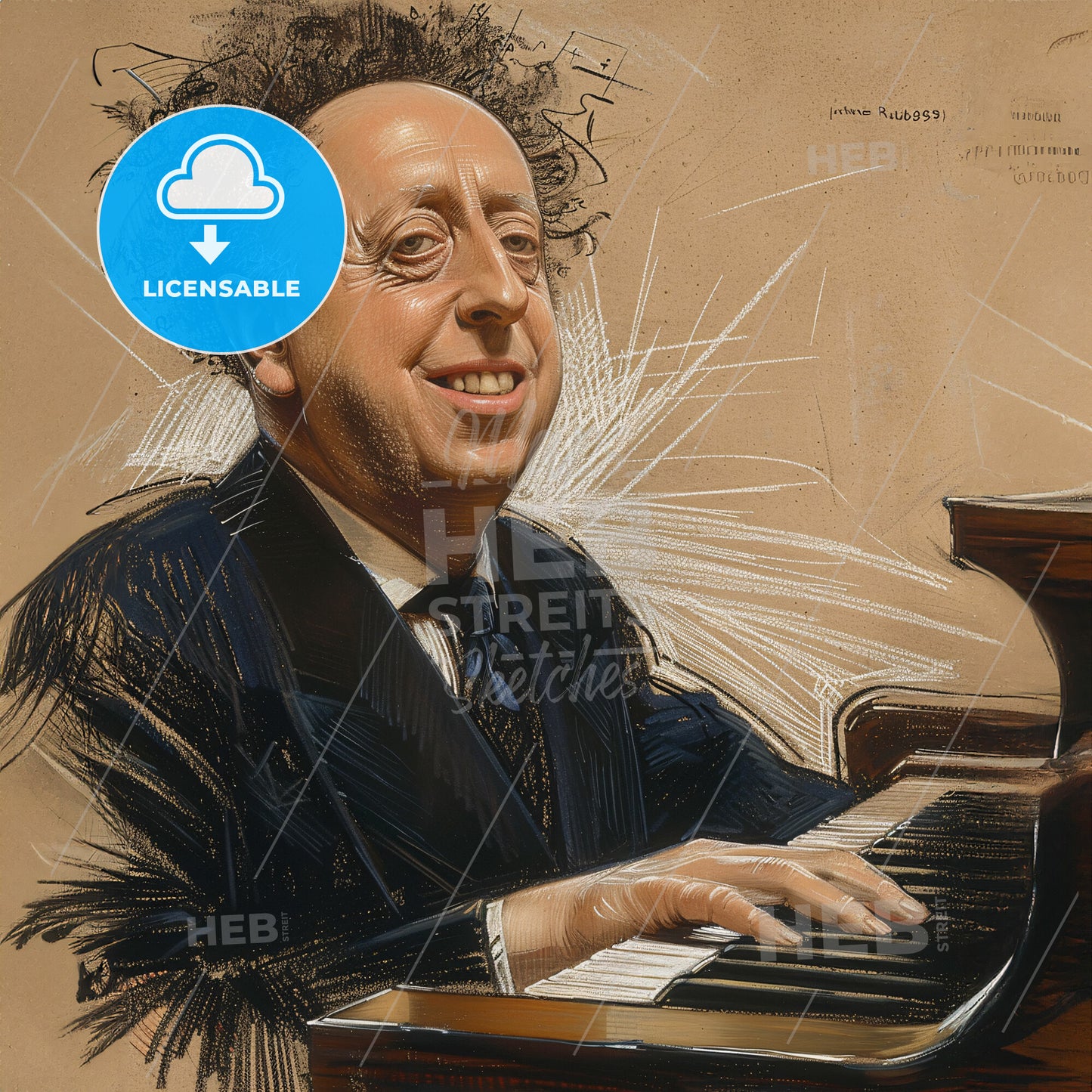 Arthur Rubinstein, 1887 - 1982, Polish-American pianist - A Man Playing A Piano