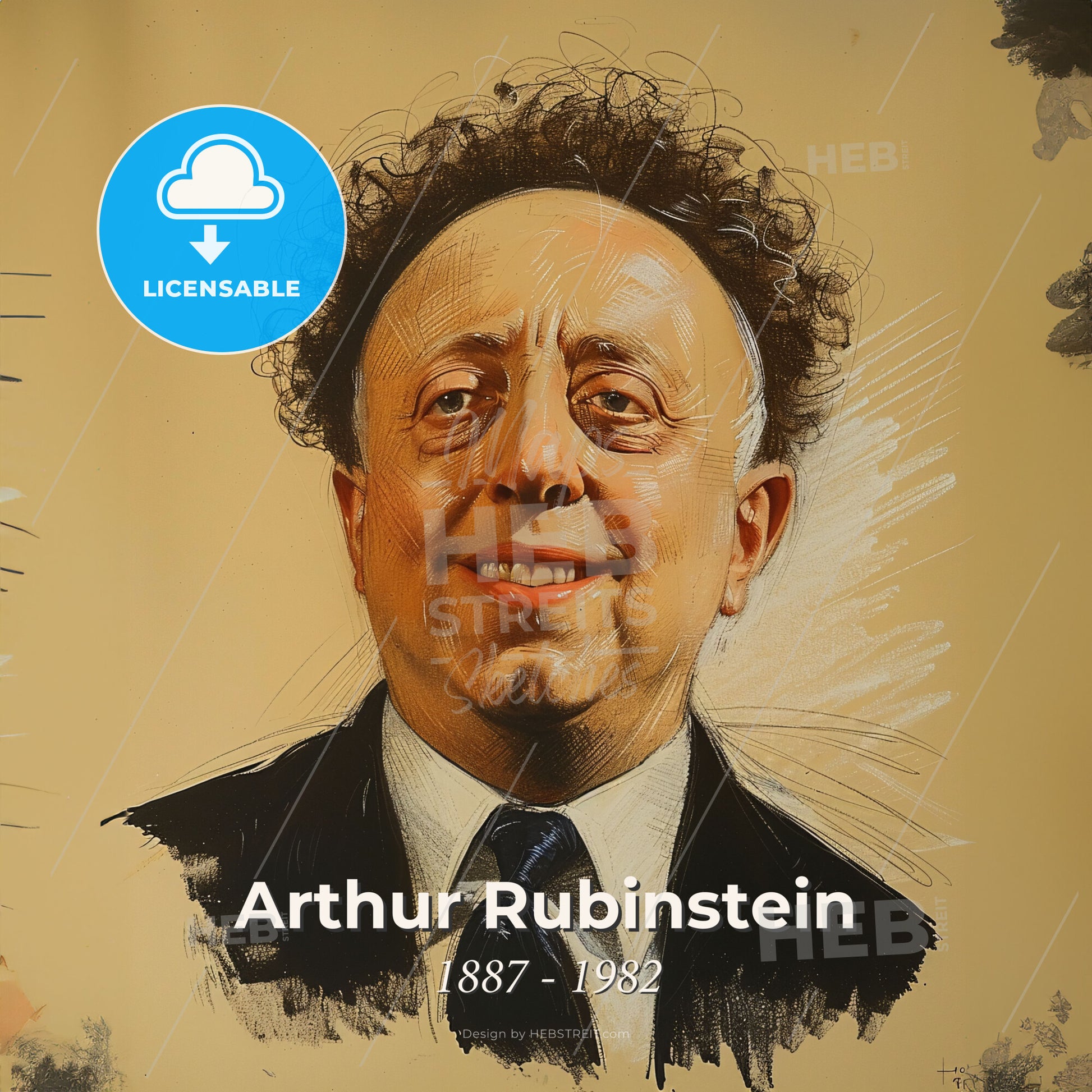 Arthur Rubinstein, 1887 - 1982, Polish-American pianist - A Man In A Suit And Tie Print Template