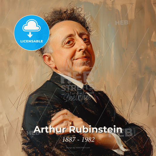 Arthur Rubinstein, 1887 - 1982, Polish-American pianist - A Man In A Suit With His Arms Crossed Print Template