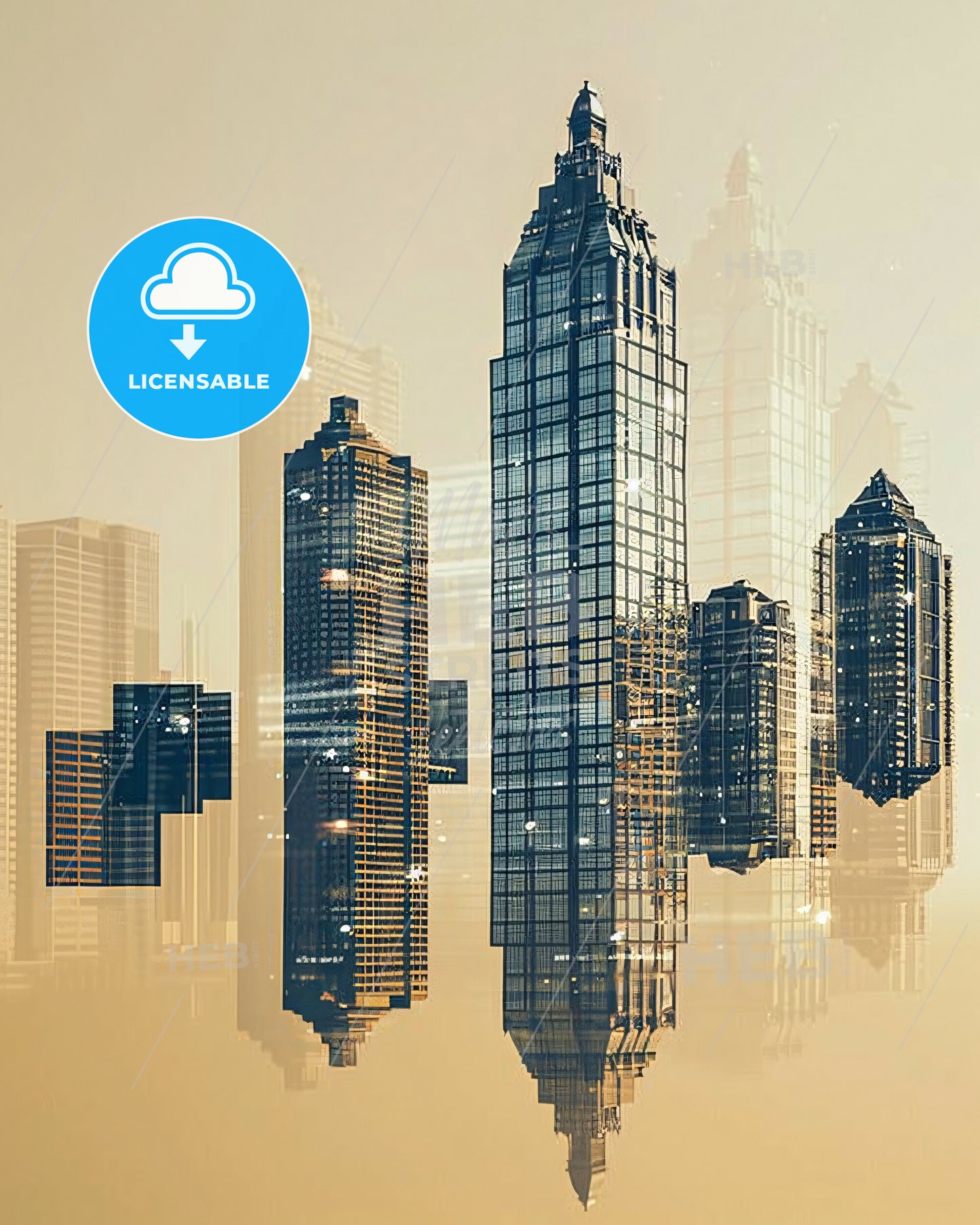 Atlanta Skyline Cityscape Architecture Icon Poster Art - A city skyline with many skyscrapers