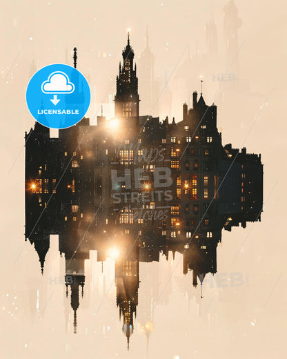 Aubervilliers Skyline Cityscape Digital Collage - A reflection of a building