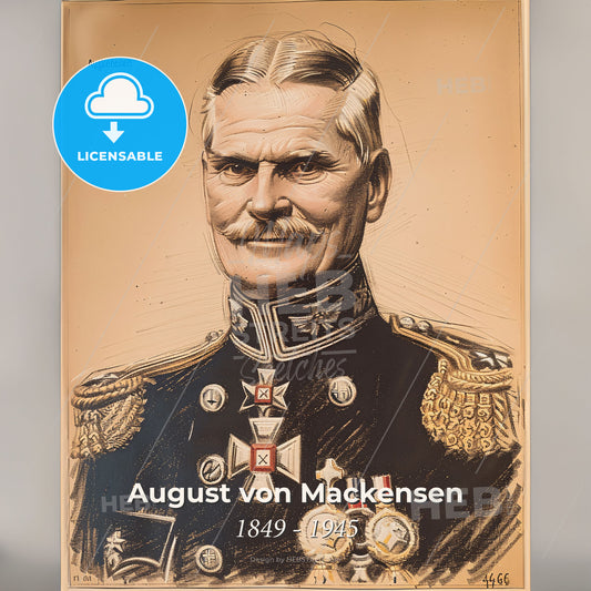 August von Mackensen, 1849 - 1945, German Field Marshal - A Portrait Of A Man In A Military Uniform Print Template