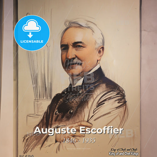 Auguste Escoffier, 1846 - 1935, French chef - A Portrait Of A Man Print Template