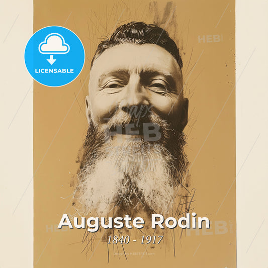 Auguste Rodin, 1840 - 1917, French sculptor - A Man With A Beard Print Template