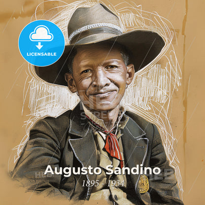 Augusto Sandino, 1895 - 1934, Nicaraguan revolutionary - A Man Wearing A Cowboy Hat Print Template