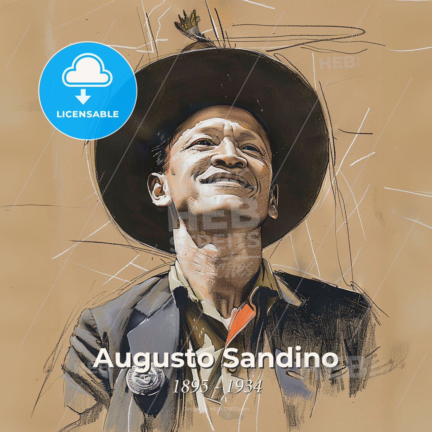 Augusto Sandino, 1895 - 1934, Nicaraguan revolutionary - A Man Wearing A Hat Print Template