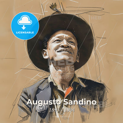 Augusto Sandino, 1895 - 1934, Nicaraguan revolutionary - A Man Wearing A Hat Print Template