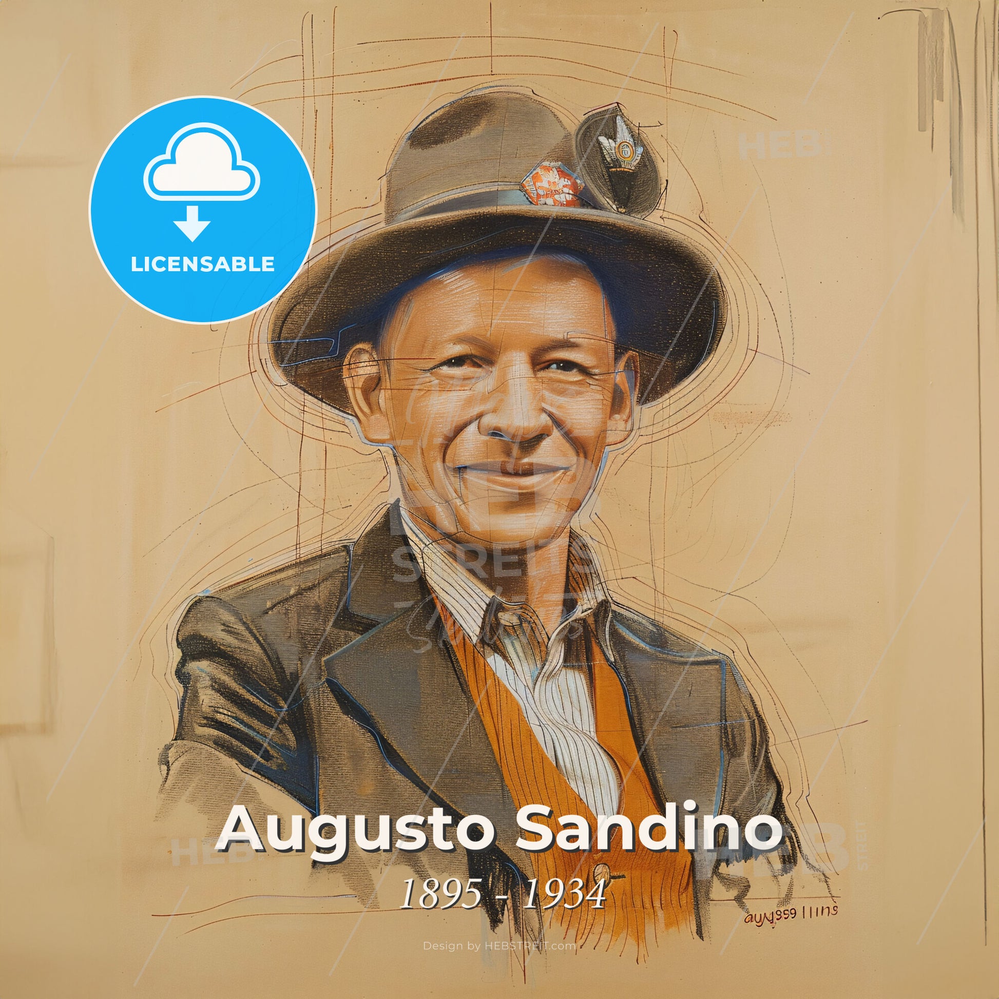 Augusto Sandino, 1895 - 1934, Nicaraguan revolutionary - A Man Wearing A Hat Print Template