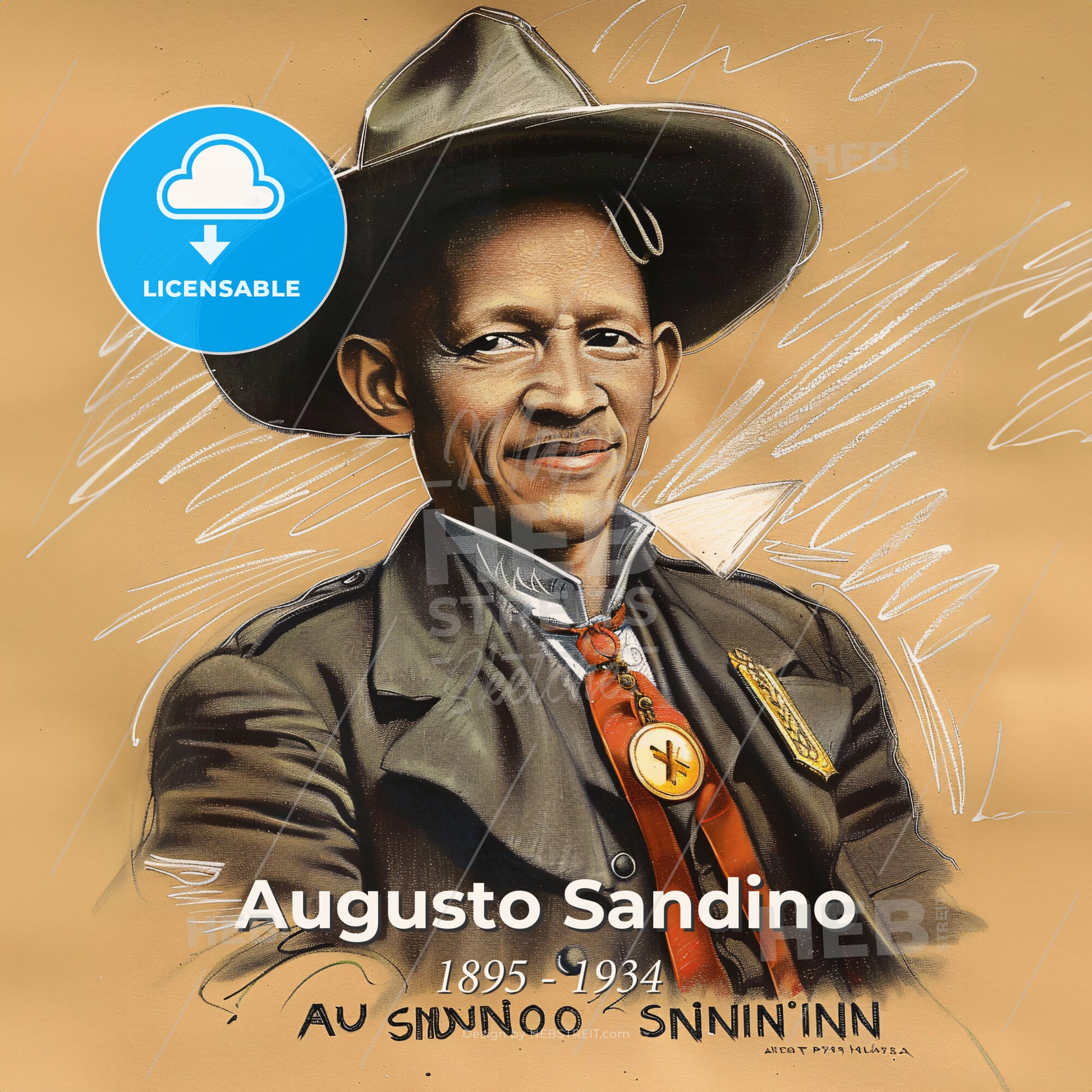 Augusto Sandino, 1895 - 1934, Nicaraguan revolutionary - A Man In A Hat And Coat Print Template