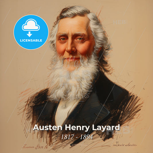 Austen Henry Layard, 1817 - 1894, British archaeologist - A Portrait Of A Man With A White Beard Print Template
