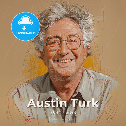 Austin Turk, 1934 - 2014, American criminologist - A Man With Glasses Smiling Print Template