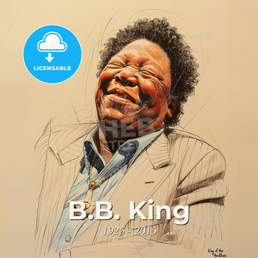 B.B. King, 1925 - 2015, American blues guitarist - A Woman Smiling With A Necklace Print Template